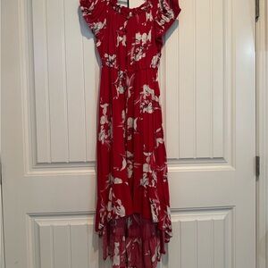 Tribal Red Floral High Low Dress